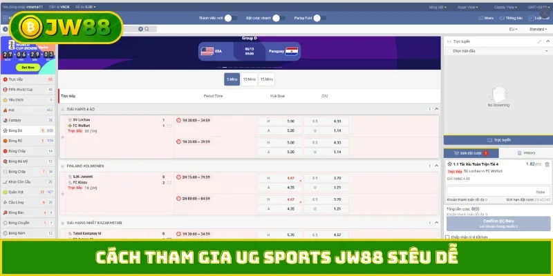 Cách tham gia UG Sports JW88 siêu dễ