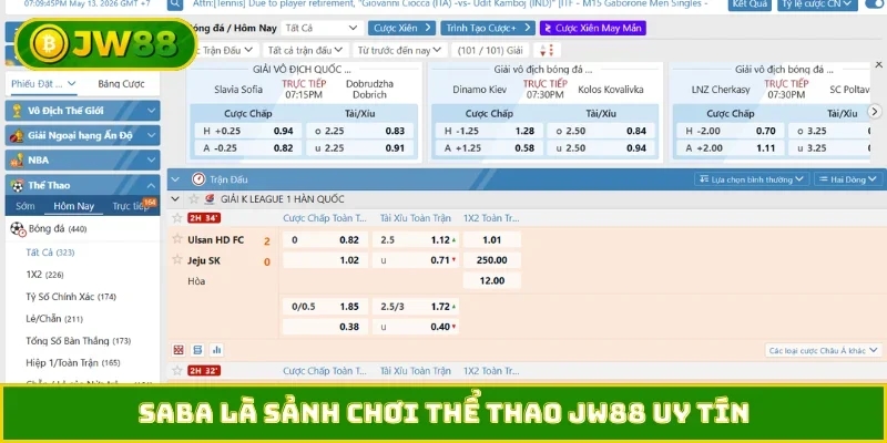 Saba là sảnh chơi thể thao JW88 uy tín