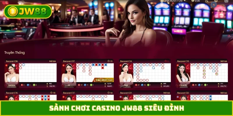 Sảnh chơi casino JW88 siêu đỉnh
