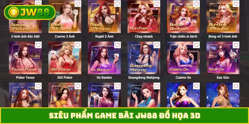 Siêu phẩm game bài JW88 đồ họa 3D